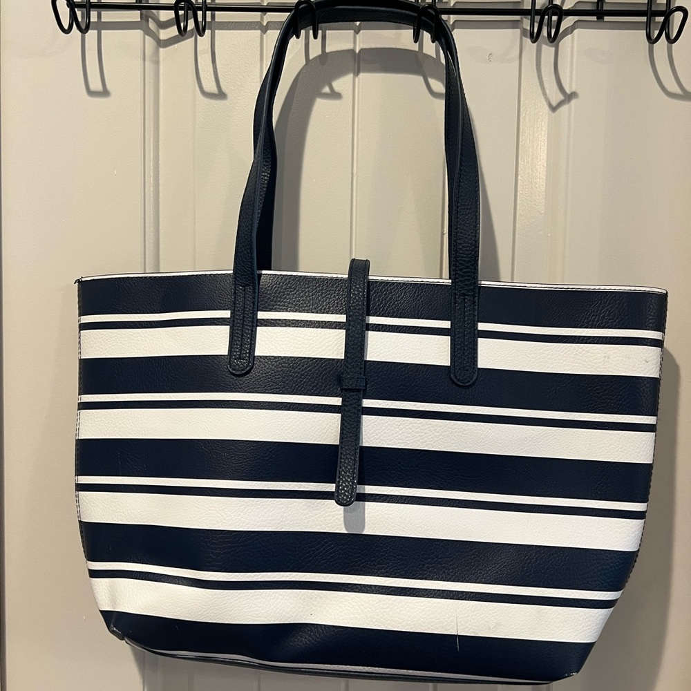 Navy and White Striped Tote Bag